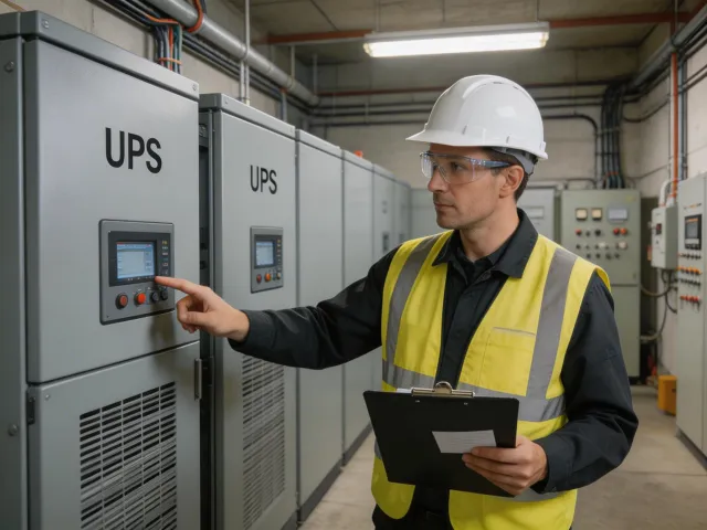 UPS installation inspection in industrial facility